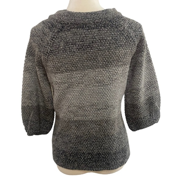 A.N.A. Gray Ombré Knit Crew Neck 3/4 Bell Sleeve Sweater Size Petite Medium - Picture 5 of 6